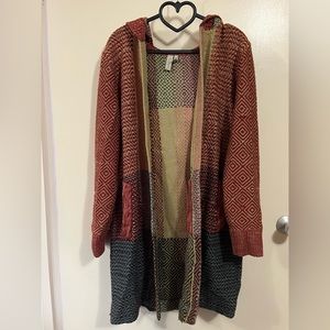 Hooded BoHo multicolored sweater